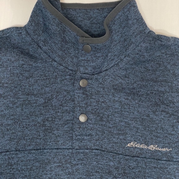 Eddie Bauer Radiator Fleece Snap Pullover Mock Neck — Men’s XL Blue Heather - Picture 4 of 9
